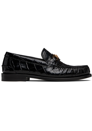 Versace Black Croc-Effect Medusa '95 Loafers