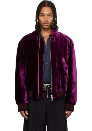 Dries Van Noten Purple Velvet Bomber Jacket