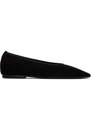 TOTEME Black Minimalist Suede Ballerina Flats