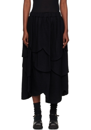 Noir Kei Ninomiya Black Tiered Flower Midi Skirt