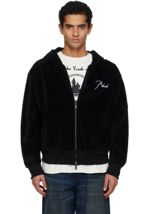 Rhude Black Velour Classique Zip-Up Hoodie