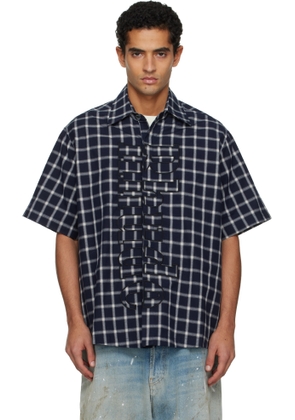 Rhude Navy Center Logo Button Up Shirt