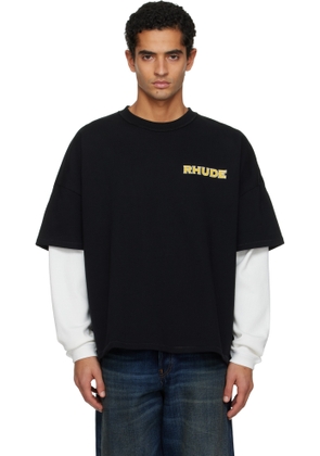 Rhude Black 'Rhude' Steel Double-Layered T-shirt