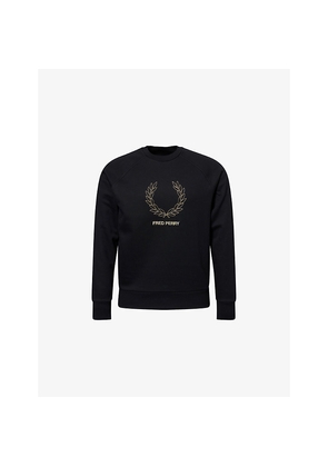 Mens Fred Perry Outline Raglan-Sleeves Woven Sweatshirt