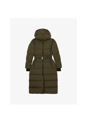 Womens Reiss Colette Belted-Waist Hooded Puffer Coat
