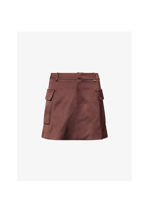 Womens We11Done Cargo Flared Woven Mini Skirt