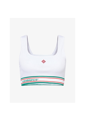 Womens Casablanca Logo Ribbed Jersey Bralette