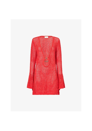 Womens Monday Montego Plunge Cotton-Blend Mini Dress