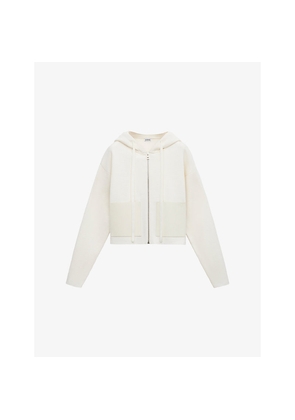 Womens Loewe Hooded Patch-Pocket Wool Blend Hoody