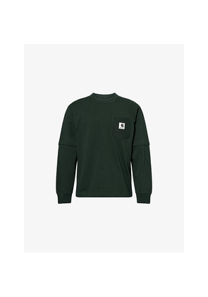 Mens Sacai x Carhartt WIP Canvas-Panels Wool-Blend Jacket