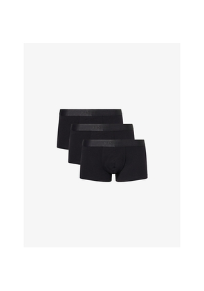 Mens Sunspel Branded-Waistband 3-Pack Stretch-Cotton Trunks