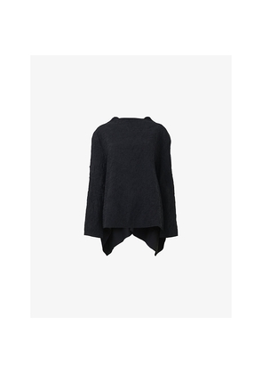 Womens Leem Draped-Back Textured Woven Blouse