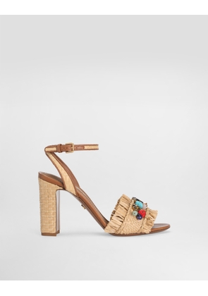 Dolce & Gabbana Frayed Sandal With Rhinestone Embroidery - Woman Sandals And Wedges Multicolor 40