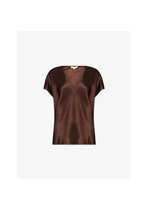 Womens Vince V-Neck Relaxed-Fit Woven Blouse