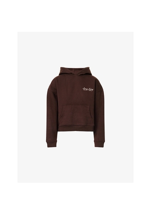 Womens Lounge Underwear Logo-Embroidery Cotton-Jersey Hoody