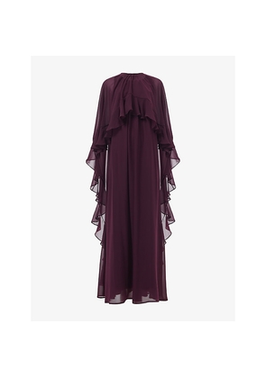 Womens Leem Frilled Cape Woven Maxi Kaftan
