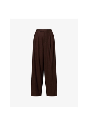 Womens Vince Pleated Wide-Leg Stretch-Woven Trousers