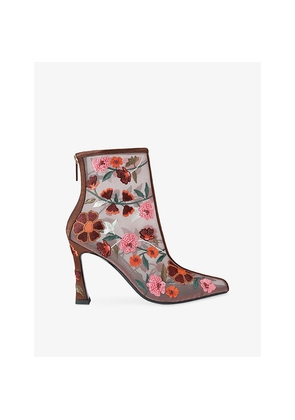 Womens KG Kurt Geiger Transform Embroidered Woven Heeled Ankle Boots