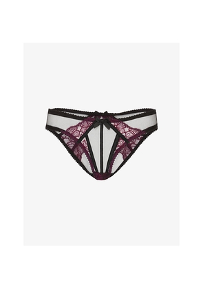 Womens Agent Provocateur Rozlyn Ouvert Mesh and Lace Briefs