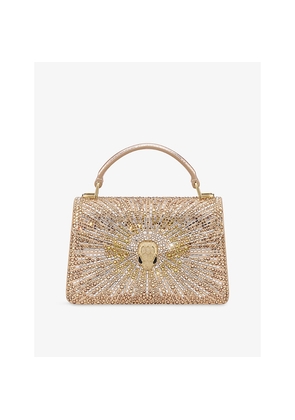 Womens Bvlgari Serpenti Forever Mini Crystal-Embellished Leather Top-Handle Bag