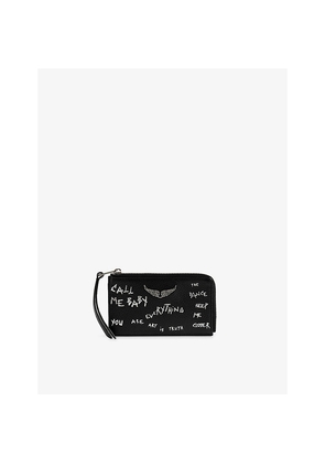 Womens Zadig&Voltaire Zv Graffiti Leather Card Holder