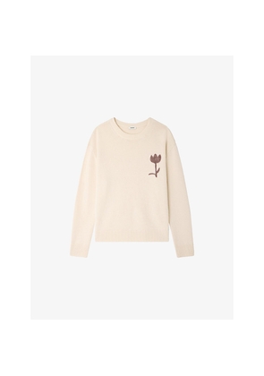 Mens Sandro Flower-Motif Knitted Wool Jumper