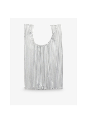 Pleated Baggu Metallic-Woven Tote Bag