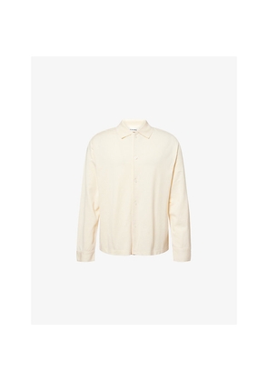 Mens Frame Relaxed-Fit Long-Sleeves Cotton-Piqué Polo Shirt