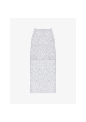 Womens Ro&Zo Floral Sequin and Bead-Embellished Maxi Skirt