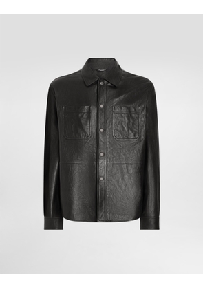 Dolce & Gabbana Leather Shirt - Man Coats And Jackets Black Leather 54