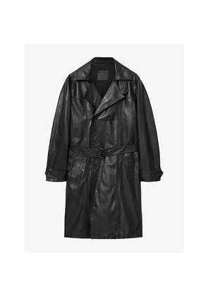 Mens Allsaints Kellett Lapel-Collar Leather Trench Coat