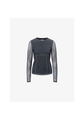 Womens Rag & Bone Miramar Long-Sleeve Mesh Top