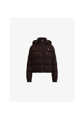 Womens Polo Ralph Lauren Hooded Cable-Knit Wool and Cashmere-Blend Puffer