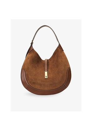 Womens Polo Ralph Lauren Polo Id Large Suede Shoulder Bag