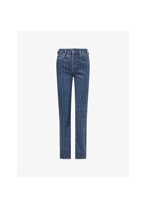 Womens Paige Stevie Straight-Leg Stretch-Denim Jeans