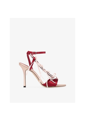 Womens Jimmy Choo Lula 100 Crystal-Embellished Satin Heeled Sandals