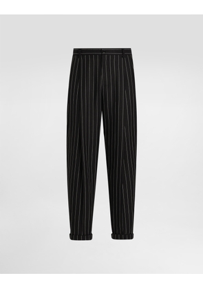 Dolce & Gabbana Pinstripe Linen-blend Pants With Double Darts - Man Pants And Shorts Multi-colored 54