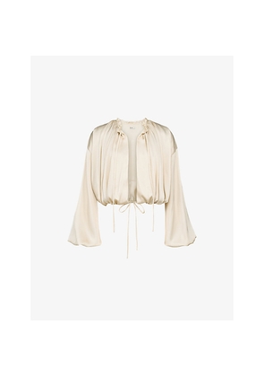 Womens House of CB Talia Tie-Neck Satin Blouse