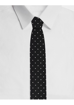 Dolce & Gabbana 8-cm Silk Jacquard Blade Tie With Dg Logo - Man Ties And Pocket Squares Black Silk Onesize