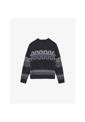 Mens Reiss Lennox Fairisle Stretch Wool and Alpaca-Blend Jumper