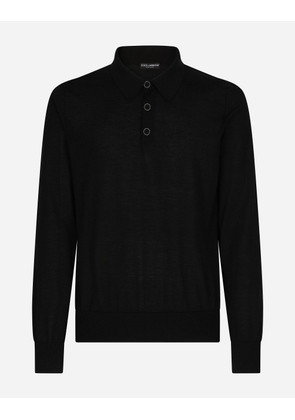 Dolce & Gabbana Extra-fine Cashmere Polo-shirt - Man Black Cashmere 44