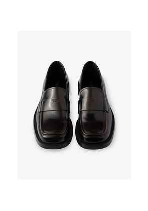 Mens Prada Brand-Debossed Leather Loafers
