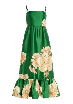 ALÉMAIS Sage Printed Satin Midi Dress - Moda Operandi