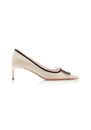 Roger Vivier Decollete Patent-Trimmed Leather Pumps - Moda Operandi