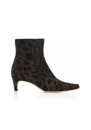 STAUD Wally Leopard-Print Leather Ankle Boots - Moda Operandi