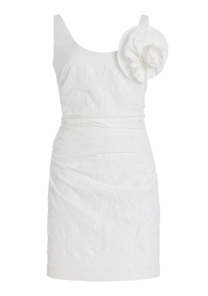 Bernadette Gisele Brooch-Detailed Camellia-Embossed Mini Dress - Moda Operandi