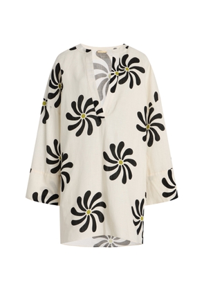 Cala de la Cruz Siena Linen Tunic Mini Dress - Moda Operandi