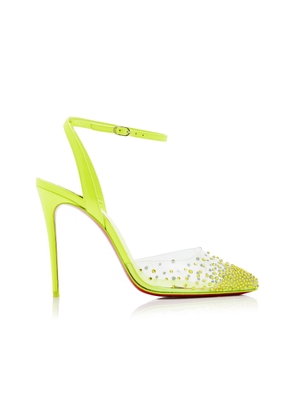 Christian Louboutin Spikaqueen 100mm Leather and PVC Pumps - Moda Operandi