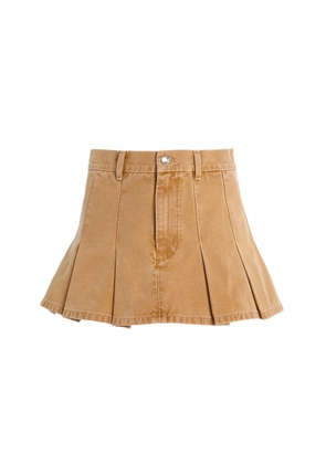 RÙADH The Kenna Mid-Rise Pleated Washed-Canvas Mini Skirt - Moda Operandi