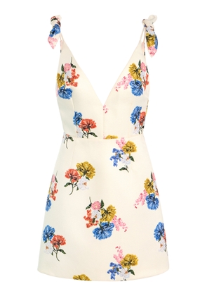 Emilia Wickstead Vero Ribbon-Detailed Floral Twill Mini Dress - Moda Operandi